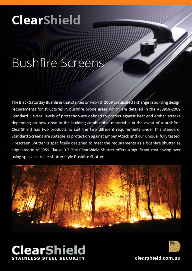 ClearShield Stainless Steel Bushfire Screens